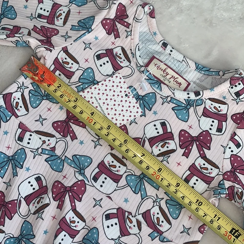 NWT Cheeky Plum Cup of Cheer Elara Knit Dress Snowmen 4T (mislabeled tag)